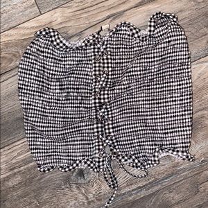 Gingham lace up tube top